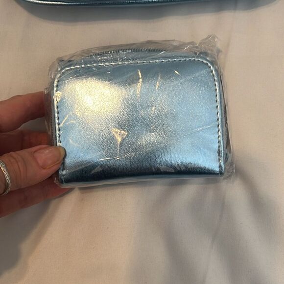 NWT Moda Bella  Metallic Blue Handbag and Wallet Set perfect festival size - Picture 5 of 15